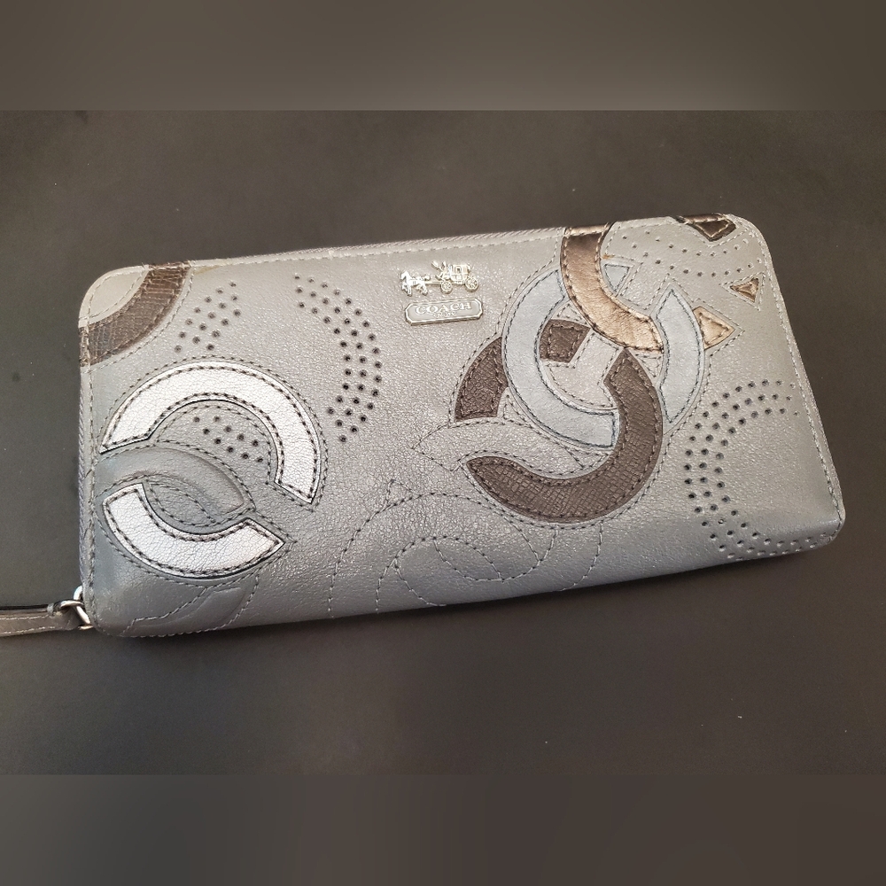Coach Stitched "C" Leather Zip Wallet